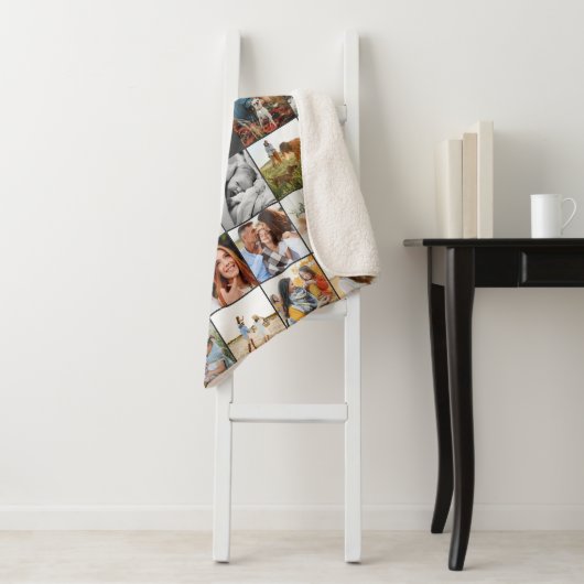 Moderne 60e verjaardag multi-foto scriptgift sherpa deken (In situ)