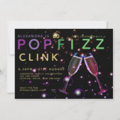 Moderne 60e verjaardag - POP FIZZ CLINK Champagne Kaart (Voorkant)