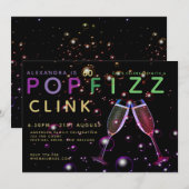 Moderne 60e verjaardag - POP FIZZ CLINK Champagne Kaart (Voorkant / Achterkant)