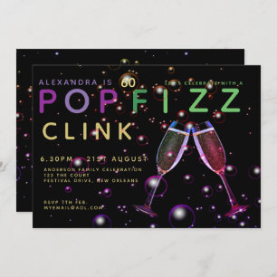 Moderne 60e verjaardag - POP FIZZ CLINK Champagne Kaart