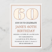 Moderne 60e verjaardag Roos Gold Foil QR-code Folie Uitnodiging (Voorkant)