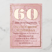Moderne 60e verjaardag Rose Goud Folie QR Code Fol Uitnodiging (Voorkant)