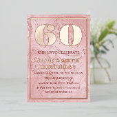 Moderne 60e verjaardag Rose Goud Folie QR Code Fol Uitnodiging (Staand Voorkant)