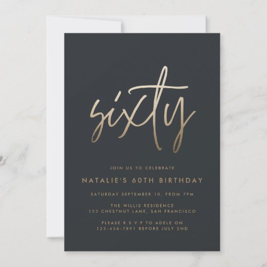 Moderne 60e verjaardag stijlvol elegante script fo kaart (Voorkant)