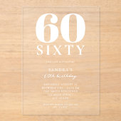 Moderne 60e verjaardag van de legant acryl uitnodigingen (Voorkant)
