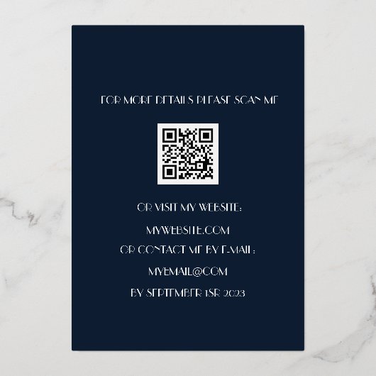 Moderne 60e verjaardag van de marine Blue Gold Foi Folie Uitnodiging (Achterkant)