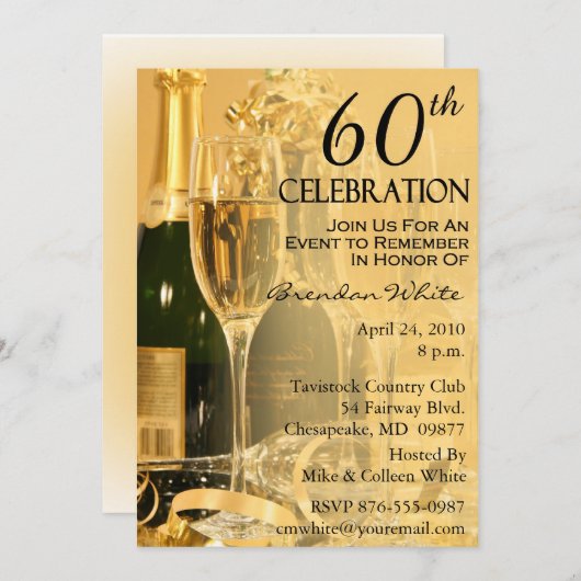 Moderne 60e verjaardag van uitnodigingen van de Pa (Voorkant / Achterkant)