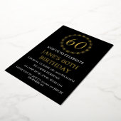 Moderne 60e verjaardag Zwart Goud Folie QR Code F Uitnodiging (Gedraaid)