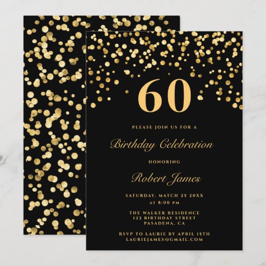 Moderne 60e verjaardag zwart-wit en gouden zestigs kaart (Voorkant / Achterkant)