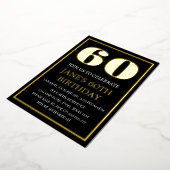 Moderne 60e verjaardag Zwarte Gold Foil QR-code Folie Uitnodiging (Gedraaid)