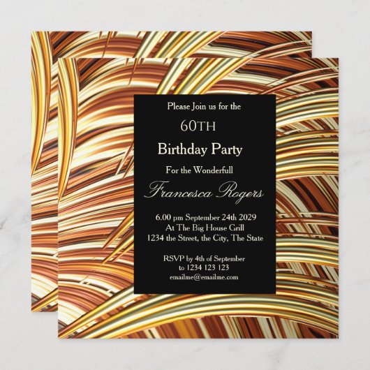 Moderne 60e verjaardagsfeestje Goud Zwart Kaart (Voorkant / Achterkant)