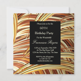 Moderne 60e verjaardagsfeestje Goud Zwart Kaart