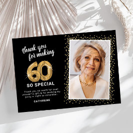 Moderne 60e volwassen verjaardag foto bedankkaart