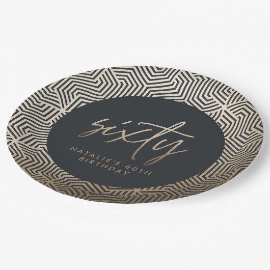 Moderne 60ste verjaardag eenvoudige stijlvolle ele papieren bordje (Gekanteld)