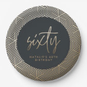 Moderne 60ste verjaardag eenvoudige stijlvolle ele papieren bordje (Voorkant)