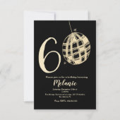 Moderne 60th Script Bold Black Disco Glitter Kaart (Voorkant)