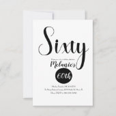 Moderne 60th Script Bold Zwart-Wit Groenelementen Kaart (Voorkant)