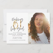 Moderne 61ste verjaardag foto van zwart en goud (Voorkant)