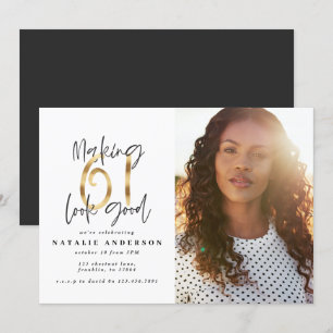 Moderne 61ste verjaardag foto van zwart en goud