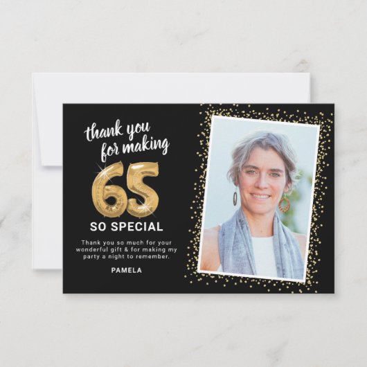 Moderne 65e foto van de volwassen verjaardag bedankkaart (Voorkant)