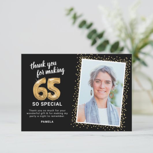 Moderne 65e foto van de volwassen verjaardag bedankkaart (Staand voorkant)