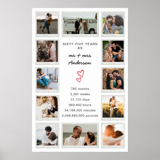 Moderne 65e Jubileum Custom Photo Collage Poster (Voorkant)