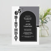 Moderne 65e verjaardag Black Arch Party Kaart (Staand voorkant)