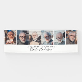 Moderne 6-Foto Aangepaste Tekst Rouwbanner Spandoek