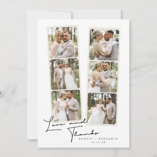 Moderne 6 foto bruiloft dank u kaart (Voorkant)