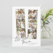 Moderne 6 foto bruiloft dank u kaart (Staand voorkant)