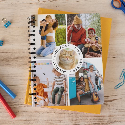 Moderne 6 foto collage gepersonaliseerd 2026 planner