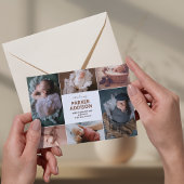 Moderne 6 Foto Collage Grid Pasgeboren Baby geboor Aankondiging