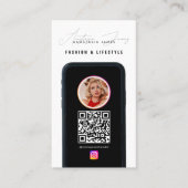 Moderne 6 Foto Feed Grid Social Media QR Code Visitekaartje (Voorkant)