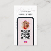 Moderne 6 Foto Feed Grid Social Media QR Code Visitekaartje (Voorkant)