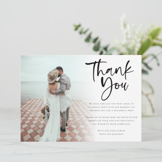 Moderne 6 Foto Passen getrouwd Script Weddenschap Kaart (Staand voorkant)