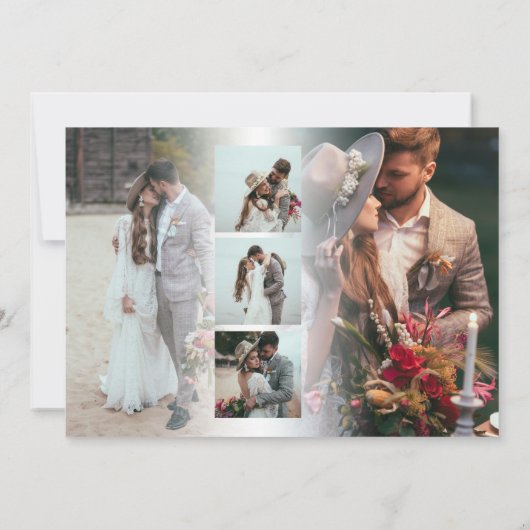 Moderne 6 Foto Passen getrouwd Script Weddenschap  Kaart (Achterkant)