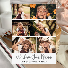Moderne 6 foto storyboards We Love You Nana Feestdagenkaart