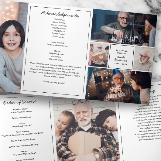 Moderne 6-foto ter liefdevolle herinnering rouwkaa drieluik programma