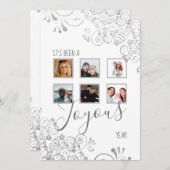 Moderne 6 Foto Wit Jaar in de Review Kerst Feestdagenkaart (Voorkant / Achterkant)