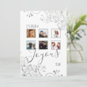 Moderne 6 Foto Wit Jaar in de Review Kerst Feestdagenkaart (Staand voorkant)