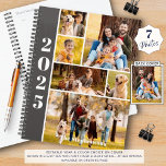 Moderne 6 Fotocollage Gepersonaliseerde Planner<br><div class="desc">Creëer uw eigen gepersonaliseerde planner met behulp van deze eenvoudig te uploaden foto collage sjabloon met 6 afbeeldingen op de voorkant met jaar, uw familienaam, jouw naam of andere aangepaste tekst en een full-size foto op de achterkant. WIJZIGINGEN: U kunt de achtergrond- en rechthoekvullingkleuren en de tekenstijl, -grootte, -kleur en...</div>