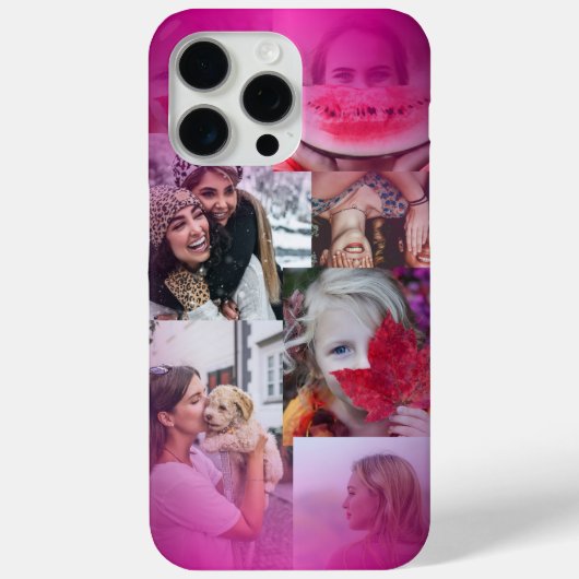Moderne 6 Fotocollage Hot Pink Gradient Case-Mate iPhone Case (Achterkant)