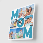 Moderne 6 Fotocollage voor Mam – Custom Gift Vierkante Klok (Hoek)
