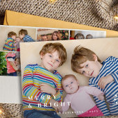 Moderne 6 fotocollage witte typografie Kerstmis Feestdagenkaart