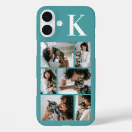 Moderne 6 Huisdier Foto Teal iPhone 16 Plus Hoesje