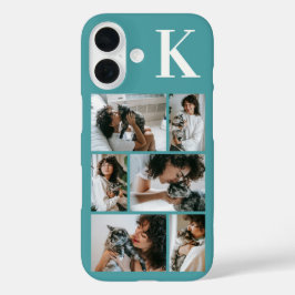 Moderne 6 Huisdier Foto Teal iPhone 16 Hoesje