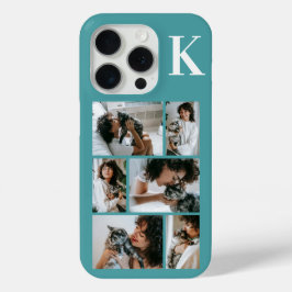 Moderne 6 Huisdier Foto Teal iPhone 15 Pro Case