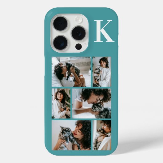 Moderne 6 Huisdier Foto Teal Case-Mate iPhone Case (Achterkant)