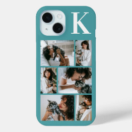 Moderne 6 Huisdier Foto Teal iPhone 15 Case