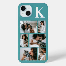 Moderne 6 Huisdier Foto Teal iPhone 15 Mini Hoesje